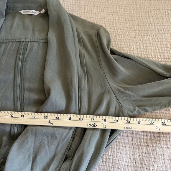 Soft Surroundings Jacket Womens Medium Drawstring Open Front Pockets Lagenlook - Picture 9 of 12